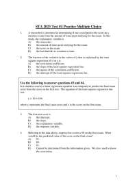 Test 4 Practice Multiple Choice Questions - Statistical Methods | STA 2023