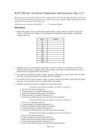 Practice Lab 2 - Transformer Characteristics and Performance | ECET 3500
