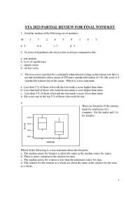 Partial Review for Final with Answer Key | Statistical Methods | STA 2023