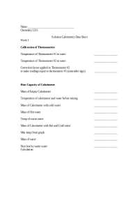 Chemistry Lab Data Sheet: Solution Calorimetry Experiment