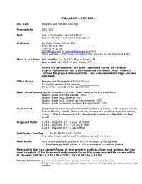 Syllabus on Programming and Problem Solving I | CSE 1301 - Docsity