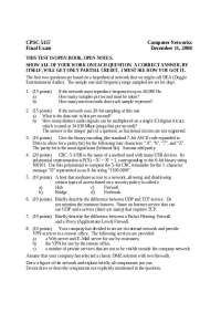 8 Problems on Computer Networks - Final Examination | CPSC 5157U