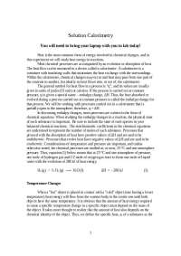 Solution Calorimetry - Principles of Chemistry Lab I | CHEM 1211L
