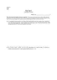 Major Quiz 5 Solutions: Calculator Portion - Prof. Paula R. Stickles