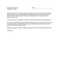 Chemistry 2412 Exam I: September 27, 2005
