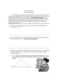 Basic Normal Curve - Statistical Methods | Quiz 2 | STA 2023 - Docsity