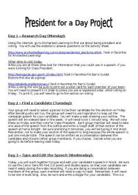 Class President Election: Research, Find a Candidate, Speech Writing, and Voting