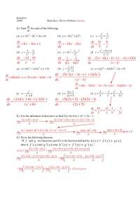 Major Quiz 2 Answers: Derivative Problems