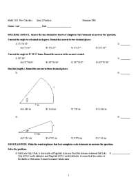 Quiz 2 Practice MCQs with Answer Key - Pre-Calculus | MATH 1113