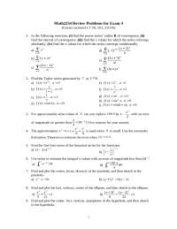 Review Problems for Exam 4 - Calculus II | MATH 2254 - Docsity