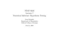 Statistical Inference - Hypothesis Testing: Errors, P-values, and Confidence Sets - Prof. 