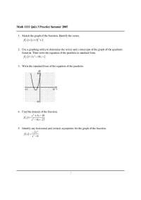 Math 1111 Quiz 3 Practice Summer 2005: Solving Quadratic Functions and Cost Analysis