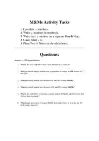 M&Ms Activity: Calculating Probabilities and Percentages - Prof. Patrick S. Murphy