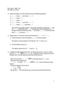 Math 1125 Test 3, Part 2: Function Properties, Cost Analysis, and Elasticity of Demand