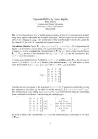Polynomial GCDs using Linear Algebra: A Modern Approach