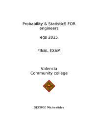 Probability and Statistics for Engineers - Final Exam | EGS 2025 - Docsity