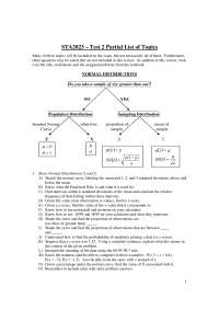 Normal Distribution, Statistical Methods - Exam 2 | STA 2023 - Docsity