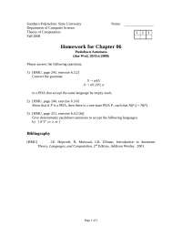 Theory of Computation - Homework 6 - Fall 2008 | CS 6413 - Docsity
