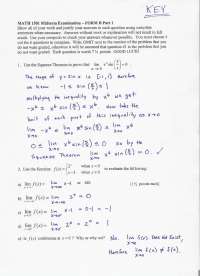 Midterm Examination Answer Key - Calculus I | MATH 1501 - Docsity