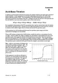 Lab Experiments 5 for Acid-Base Titration - General College Chemistry I | CHE 111