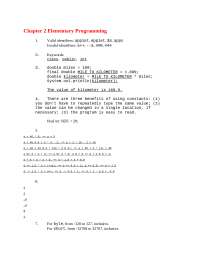 Elementary Programming - Lecture Notes | CSCI 5520G - Docsity