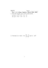 6 Questions Exam 3 - College Algebra | MATH 1111 - Docsity