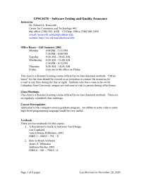Syllabus for Software Testing and Quality Assurance | CPSC 6178 - Docsity