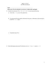 7 Questions on Pre-Calculus for Examination 3 | MATH 1113 - Docsity