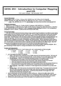 Laboratory 2 - Introduction Computer Mapping and GIS | GEOG 250