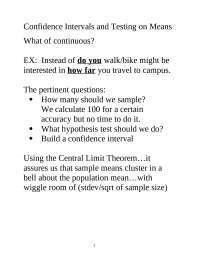 Notes on Confidence Intervals and Testing on Means | MATH 2200 | Study ...