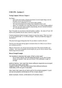 Testing Computer Software: Lecture 5 - Importance of Effective Software Testing