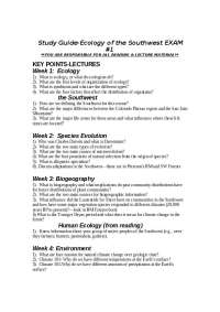 Ecology of the Southwest Study Guide: Exam Preparation - Prof. Julie E. Korb
