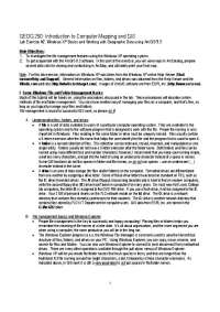 Lab Exercise 2: Windows XP Basics & ArcGIS 9.3 in Geog 250 - Prof. William S. White
