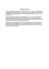 3 Problems on the Reciprocal Lattice - Assignment | CHEM 6181