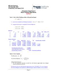 The Root Finding Algorithms - Homework 3 | ME 2016 - Docsity