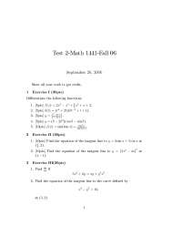 12 Problems in Exercises - Calculus I - Examination 2 | MATH 1441 - Docsity