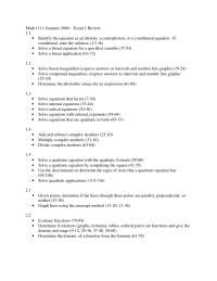 Exam 1 Review - College Algebra | MATH 1111 - Docsity