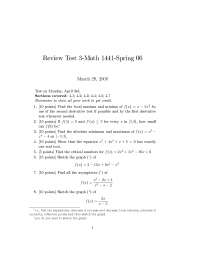Review for Test III - Calculus I - Spring 2006 | MATH 1441 - Docsity