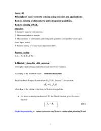 Principles of Passive Remote Sensing Using Emission and Applications ...