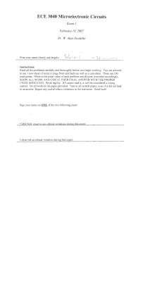 14 Questions on Microelectronic Circuits with Solution - Exam 1 | ECE ...