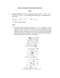 Patterson Map Interpretation Homework with Key - Chemical ...