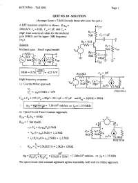 Solutions of Quiz 10 on Analog Electronics | ECE 3050 - Docsity