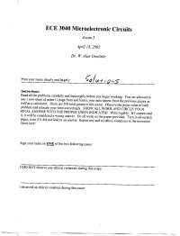 Old Exam with Solutions | Microelectronic Circuits 2002 | ECE 3040 ...