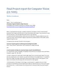 Introduction to the Computer Vision - Final Project Report | CS 7495 ...