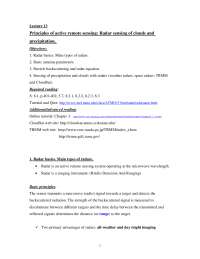 Principles of Active Remote Sensing: Radar Sensing of Clouds and ...
