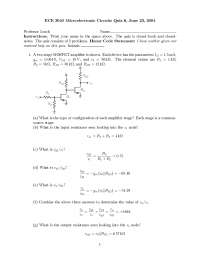 Quiz 6 with Solution for Microelectronic Circuits | ECE 3040 - Docsity