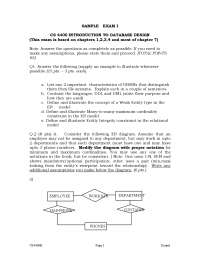 Introduction to Database Systems - Sample Exam 1 Questions | CS 4400 ...