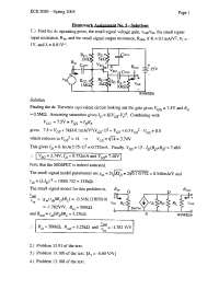 Solutions for Assignment 5 | Analog Electronics | ECE 3050 - Docsity
