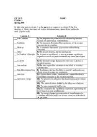 Chemistry Exam I - Spring 2000
