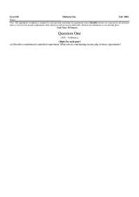 Econ 160 Midterm One - Fall 2004 - Prof. Myles Callan